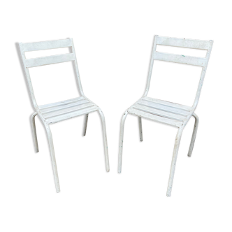 Paire de chaises bistrot de terrasse 1960 metal