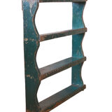 Old burmese teak wall shelf original blue patina