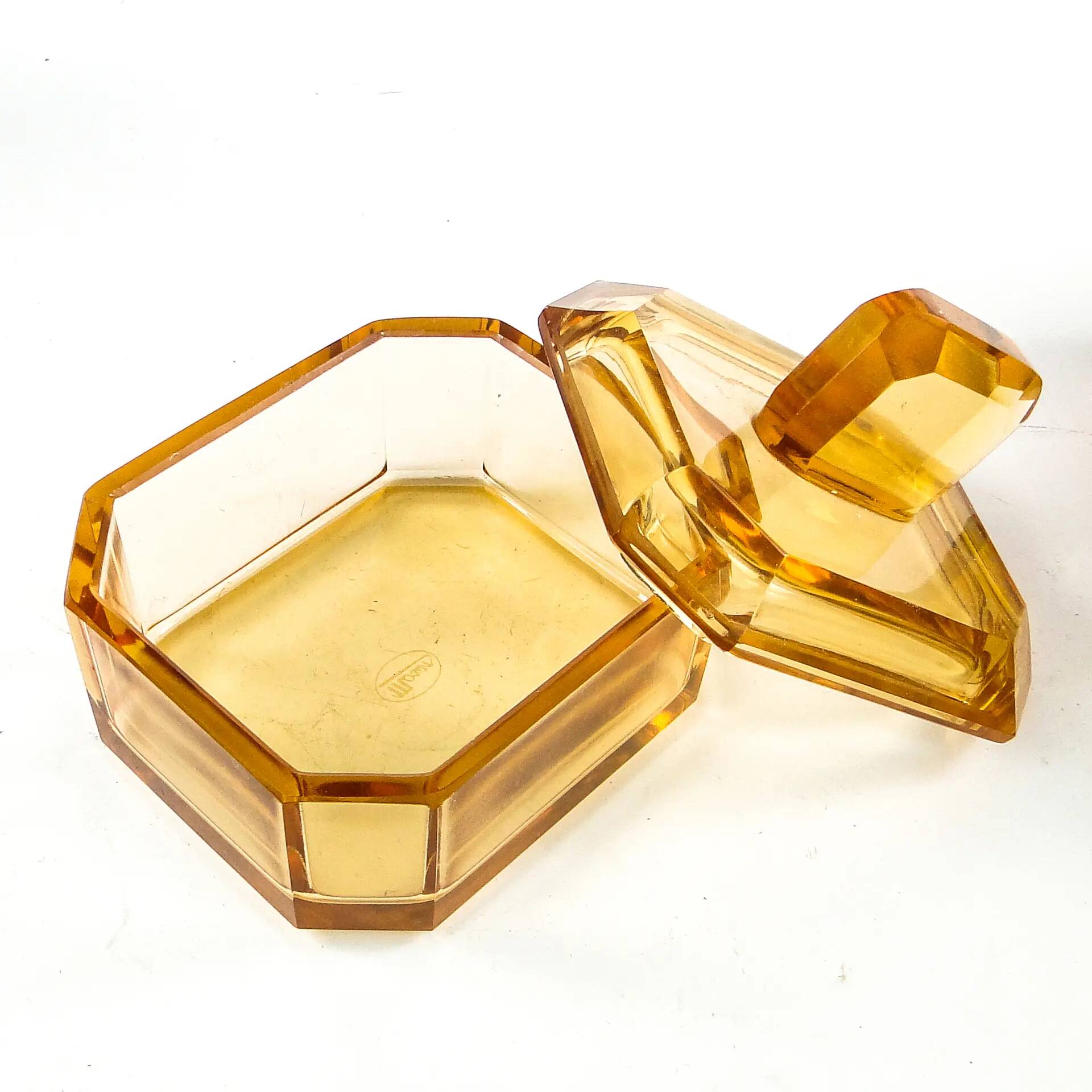 Bonbonnière Art Déco, cristal, Moser, Tchécoslovaquie, années 1930