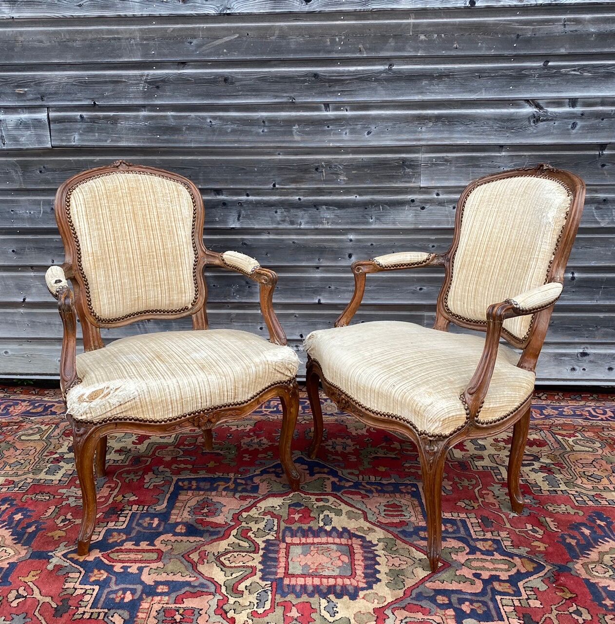 N.T Porrot Pair Of Armchairs In Natural Wood Of Louis XV xviii period Eme Century
