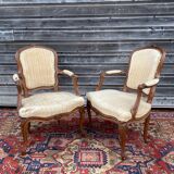 N.T Porrot Pair Of Armchairs In Natural Wood Of Louis XV xviii period Eme Century