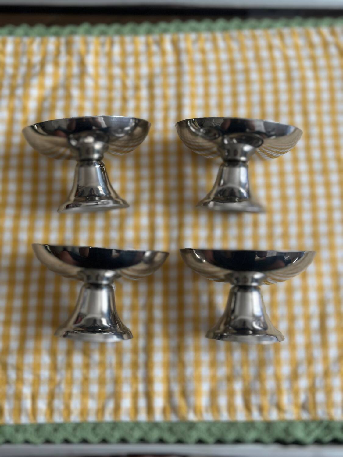 Vintage stainless steel ice cream cups