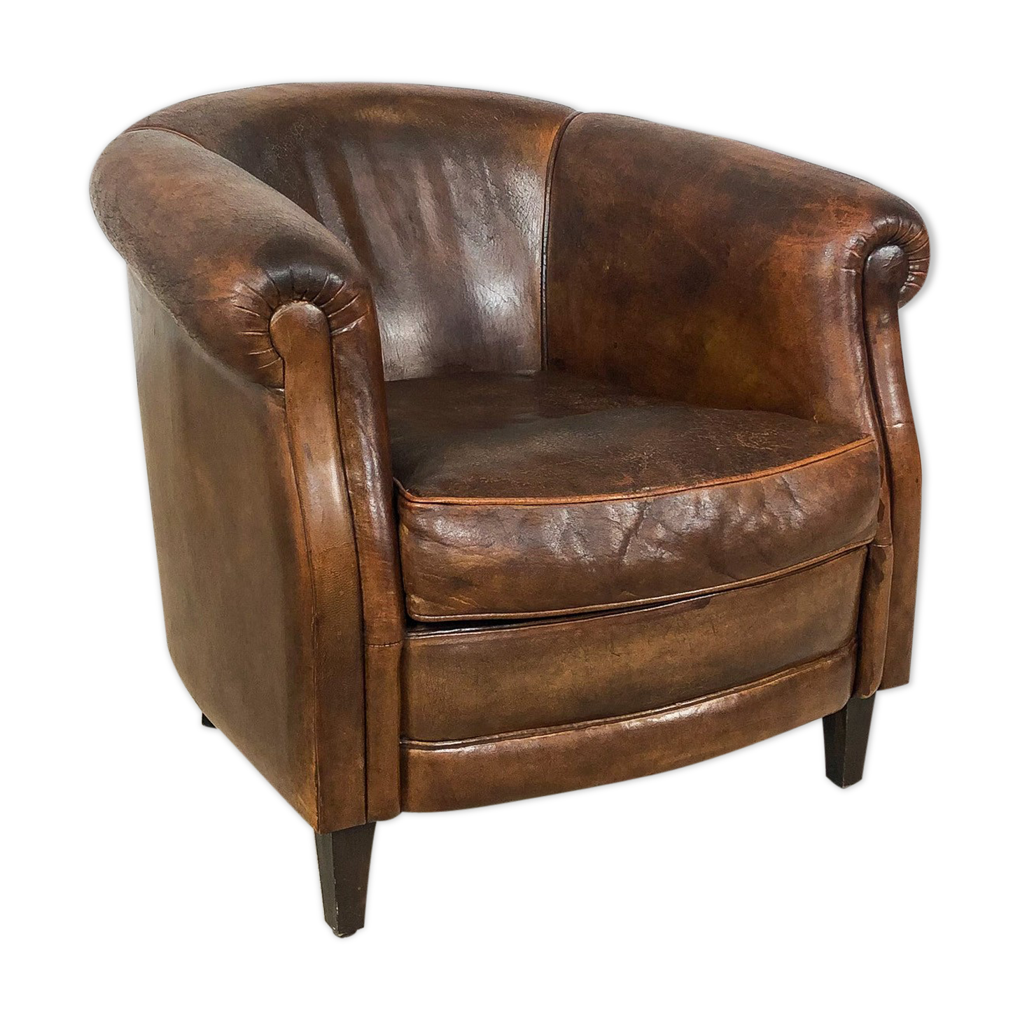 Vintage sheep leather club chair