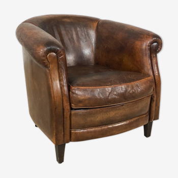 Vintage sheep leather club chair