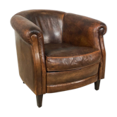 Fauteuil club en cuir de mouton