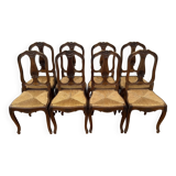 set of 8 Louis XV style oak chairs
