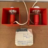 Paire de lampes Minibox à poser orange Philips vintage