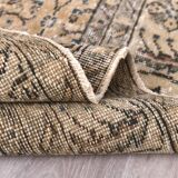 200x300 cm Beige vintage  carpet,  floral design wool and cotton carpet.