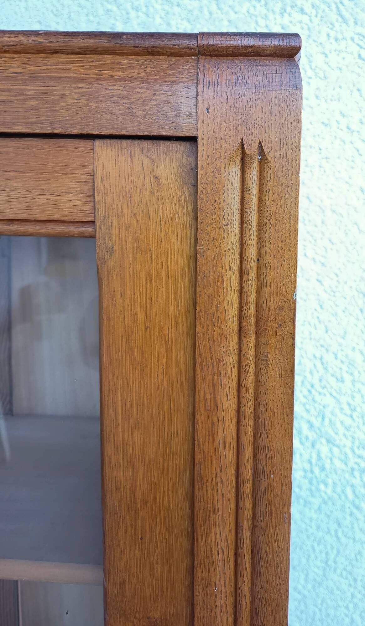 Vintage glass-fronted oak bookcase