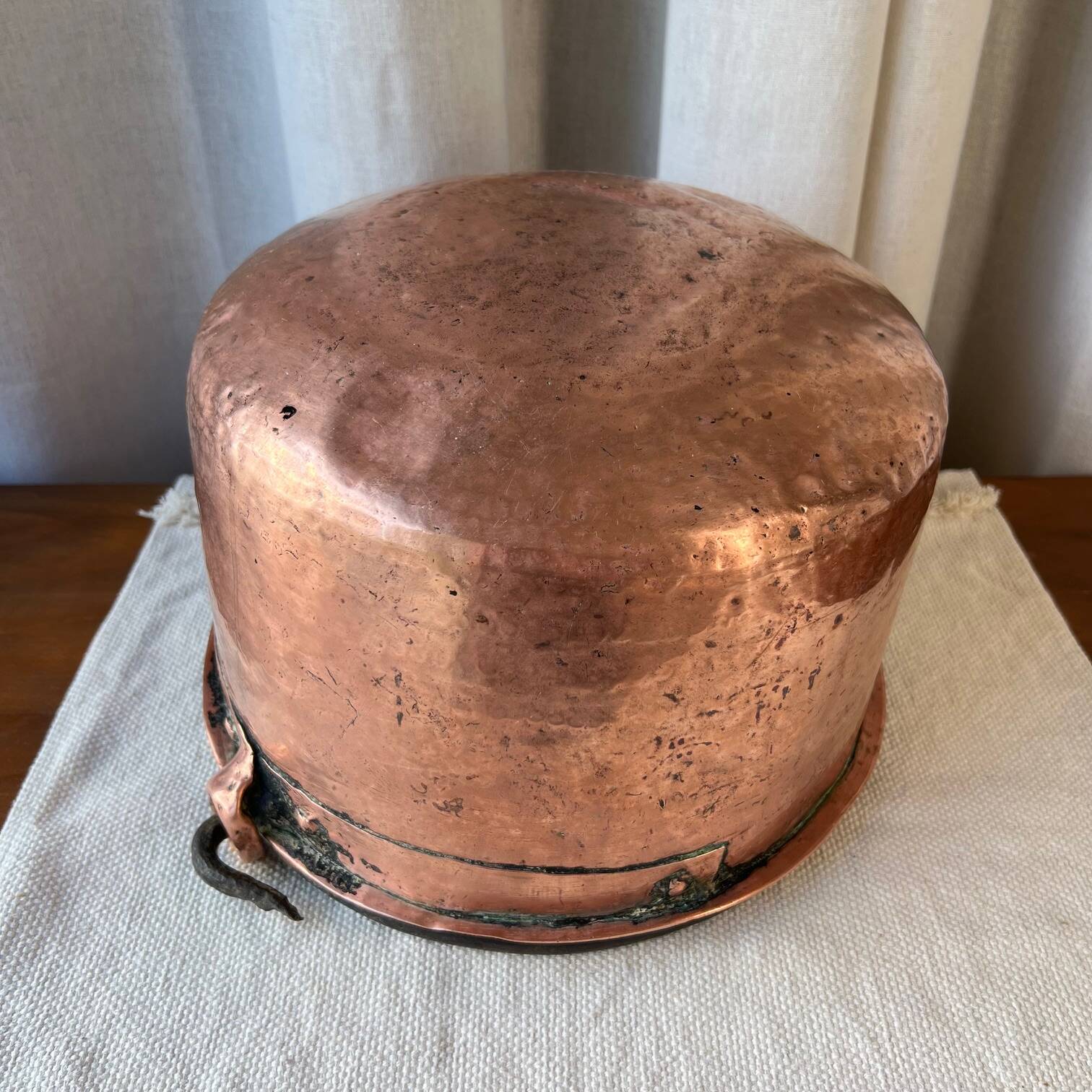 Large copper pot with handle