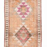 3x13 Orange Beige Vintage Runner Rug, 78x404Cm SK 6391