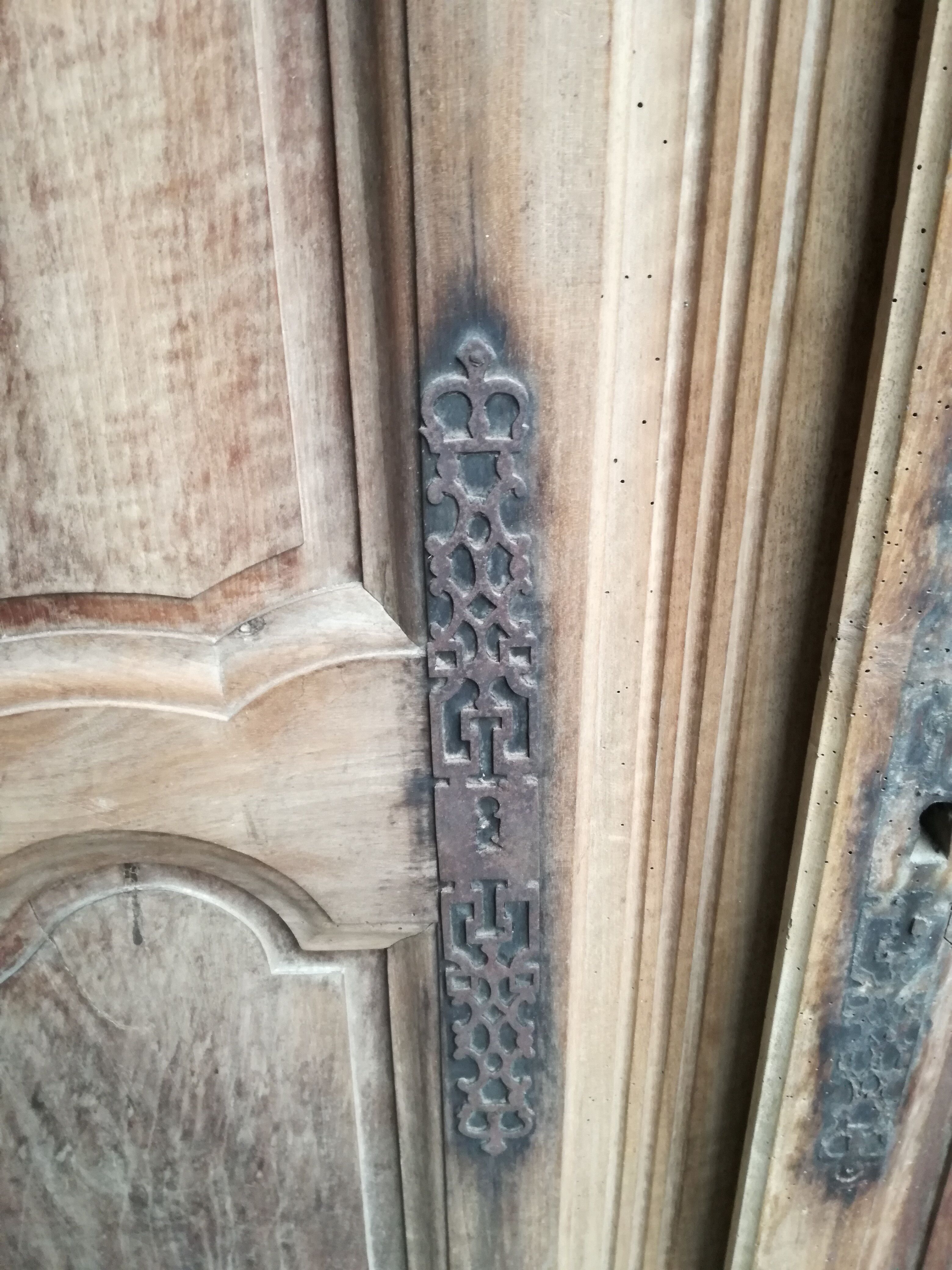 Double antique walnut closet doors