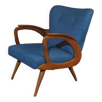 Fauteuil à oreilles en teck des années 50 par B. Spuij's pour "De Ster" Gelderland Meubelfabriek