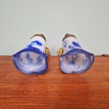 Pair of wall lights in bronze and marmoreal glass