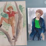 Jean Burkhalter - Portraits of Children gouache on paper - 1940 - direct workshop
