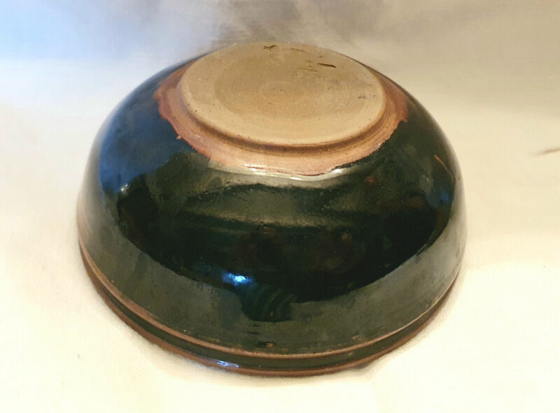 Blue glazed terracotta bowl
