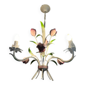 Vintage wrought iron chandelier - Bouquet of tulips