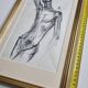Charcoal study of a male nude, attributed to Maurice de Bus, gilded frame, 21 x 36 cm