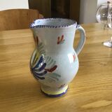 Earthenware pitcher with blue decor