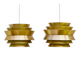 Brass-coloured metal pendant Trava lamps by Carl Thore, Sweden from Granhaga Metallindustri, 1960s, set of 2