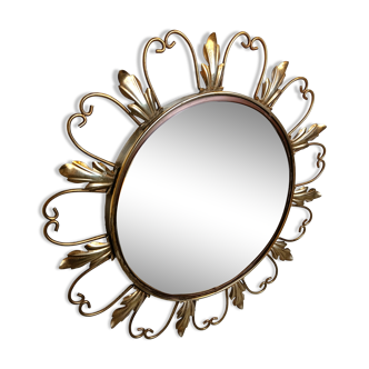 Vintage brass sunburst mirror 1960s
