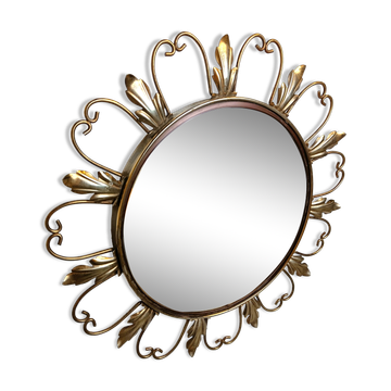 Vintage brass sunburst mirror 1960s