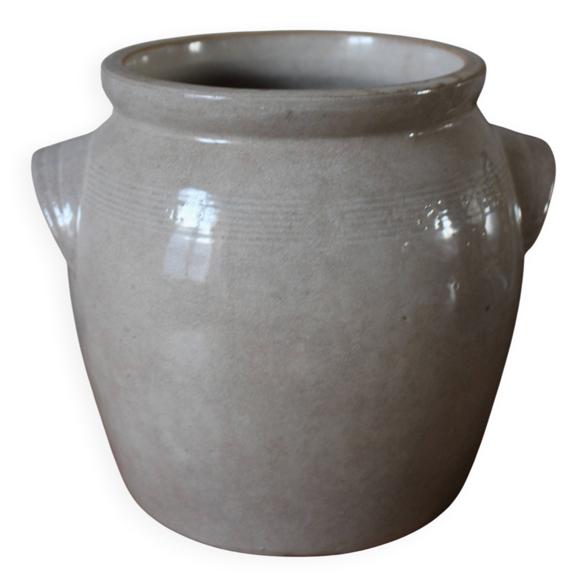 Vase garden pot glazed stoneware with two handles