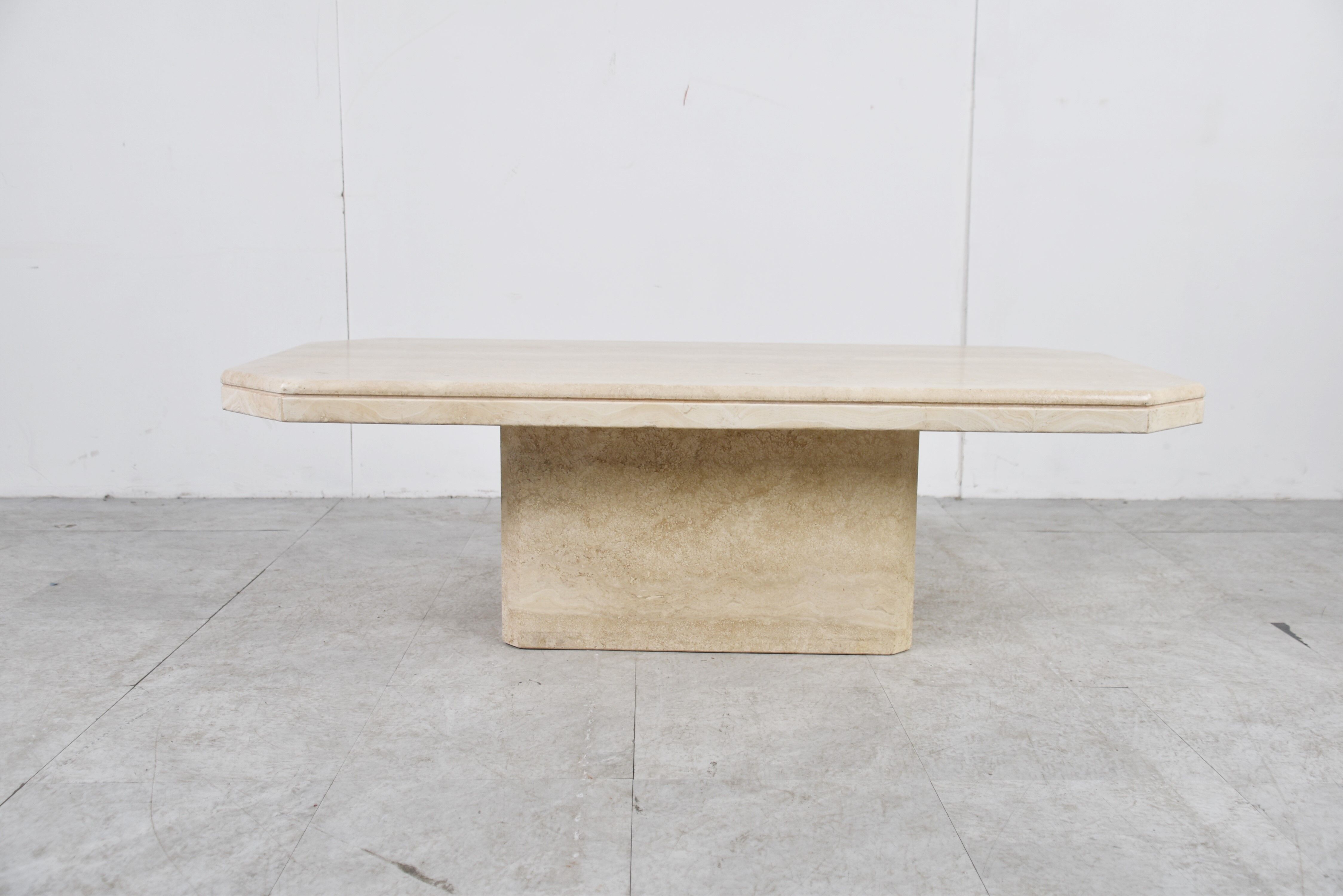 Vintage travertine coffee table, 1970s