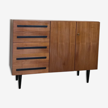 Vintage storage cabinet 1960's 5 drawers 2 doors