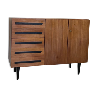 Vintage storage cabinet 1960's 5 drawers 2 doors