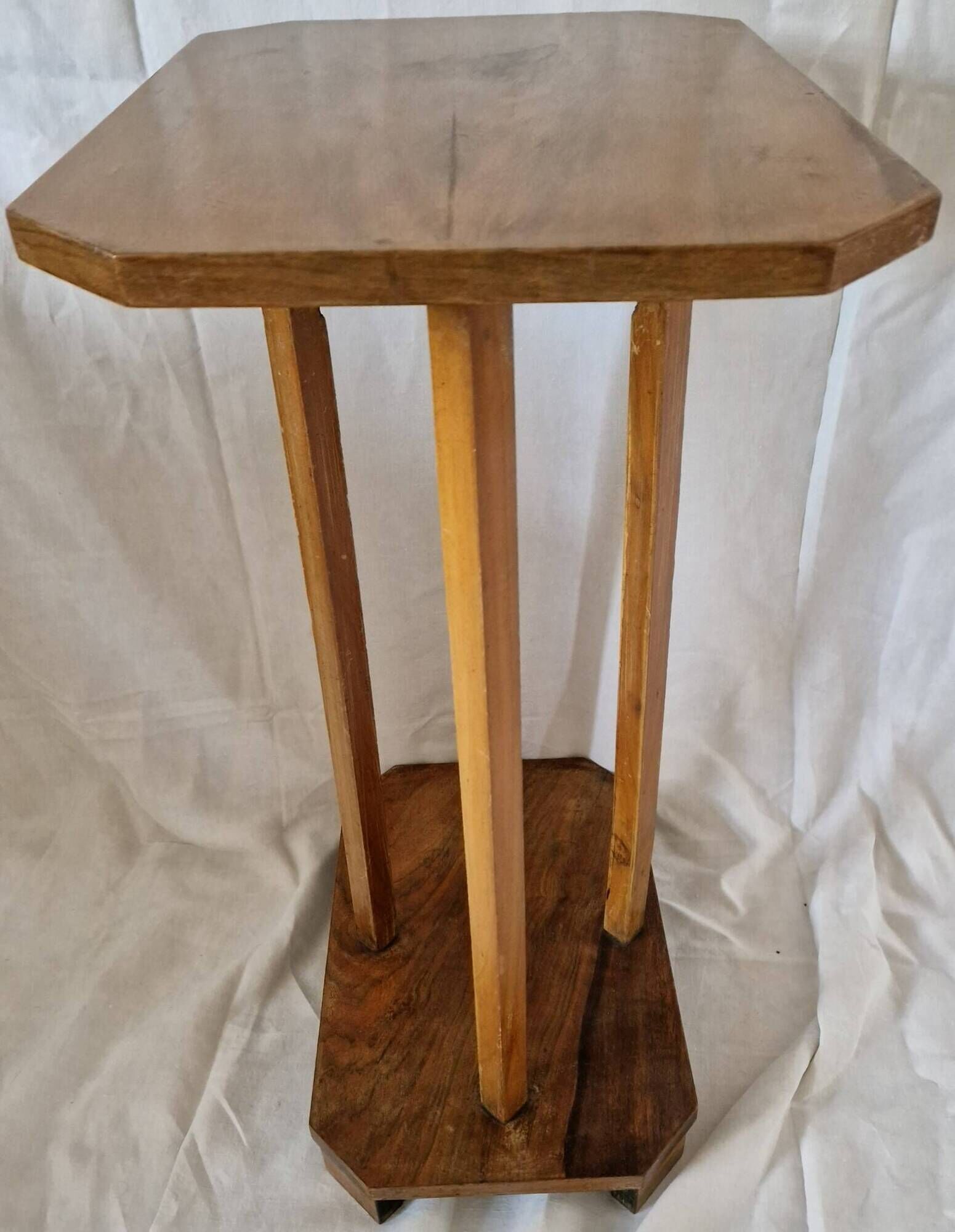 Vintage Art Deco wooden side table – 1930s/50s – unique piece