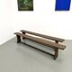 Pair of solid oak benches, winged legs, France, 1970s