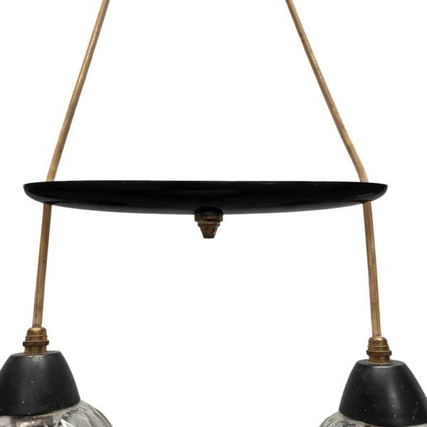 Lampe à double suspension vintage française, années 1950