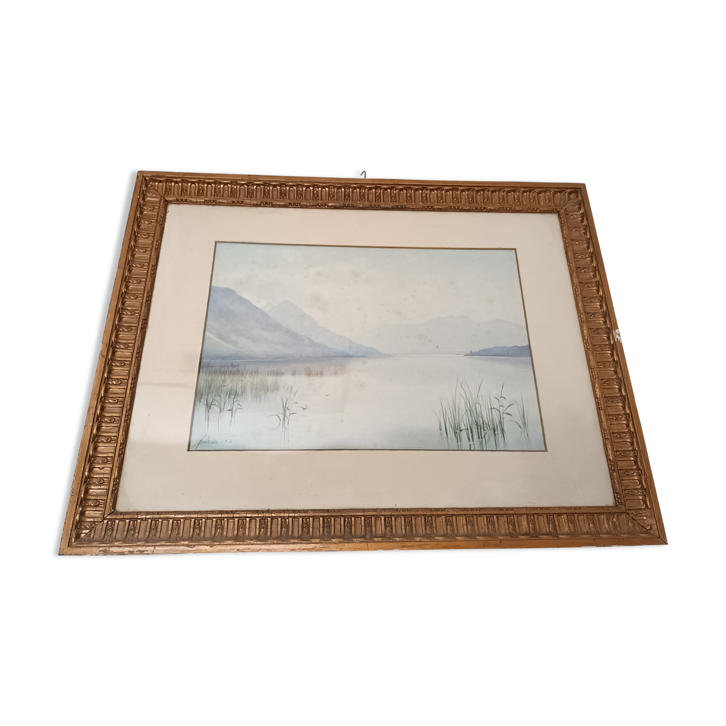 Pastel landscape signed ambroise 1914