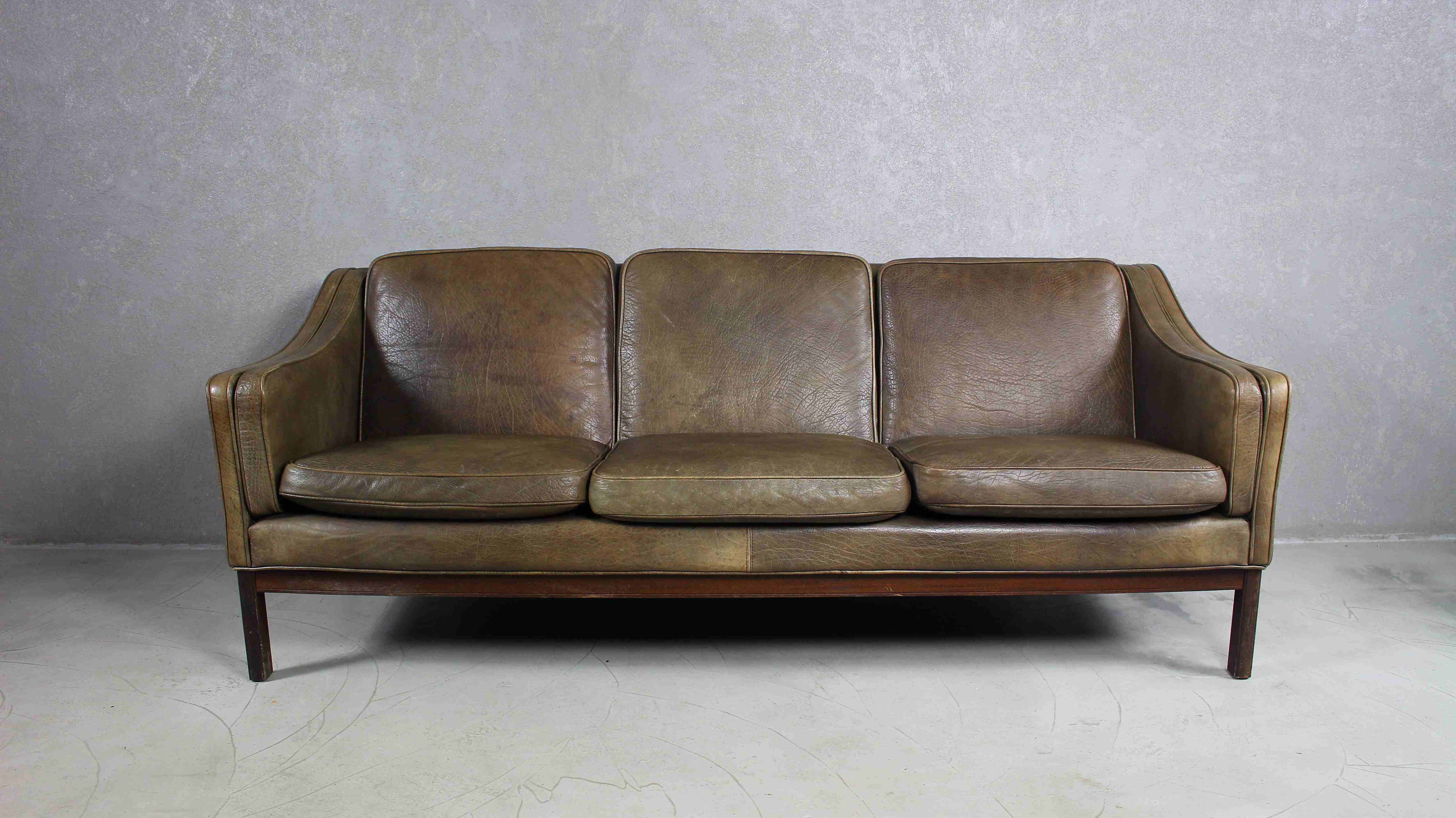 Brown Leather And Rosewood Sofa By Vatne Mobler, Norway 1970s