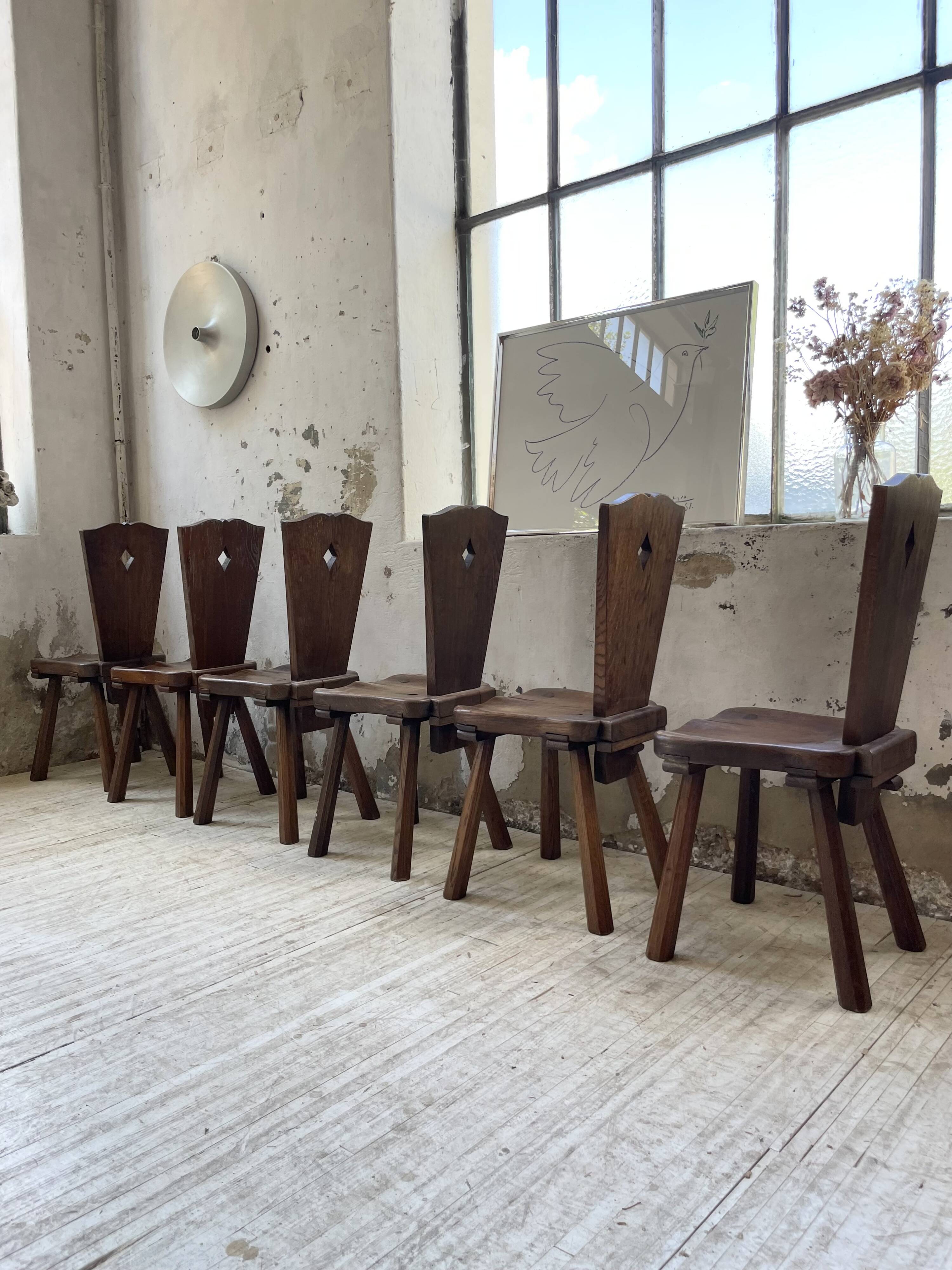 Chaises chêne massif chapo savoyarde art populaire