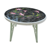 Table en rotin et faïence