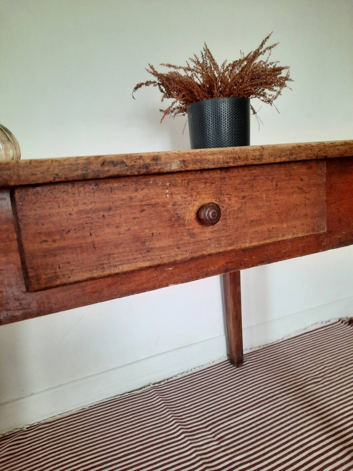 Antique farmhouse table with drawer