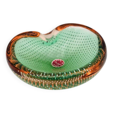 Vide-Poche Murano Sommerso Bullicante vert et rose, 60s