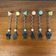 Rare and original Set of 6 Memphis dessert forks, Japan, 1980/90