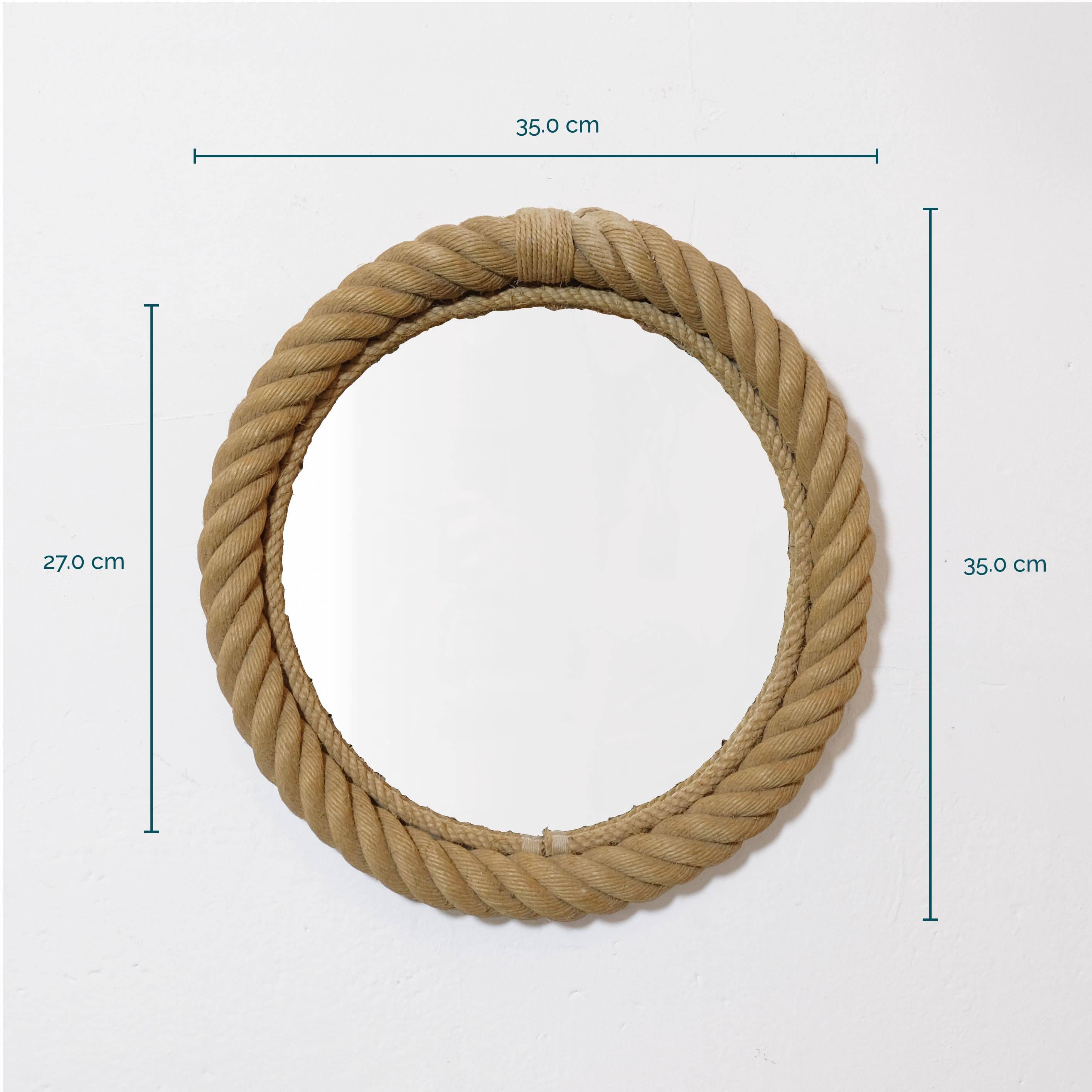 Round mirror with a rope frame, 35 cm.