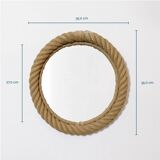 Round mirror with a rope frame, 35 cm.