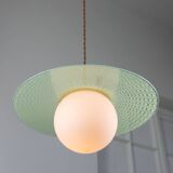 Mid-Century Italian Brass and Opaline Angel Pendant Lamp