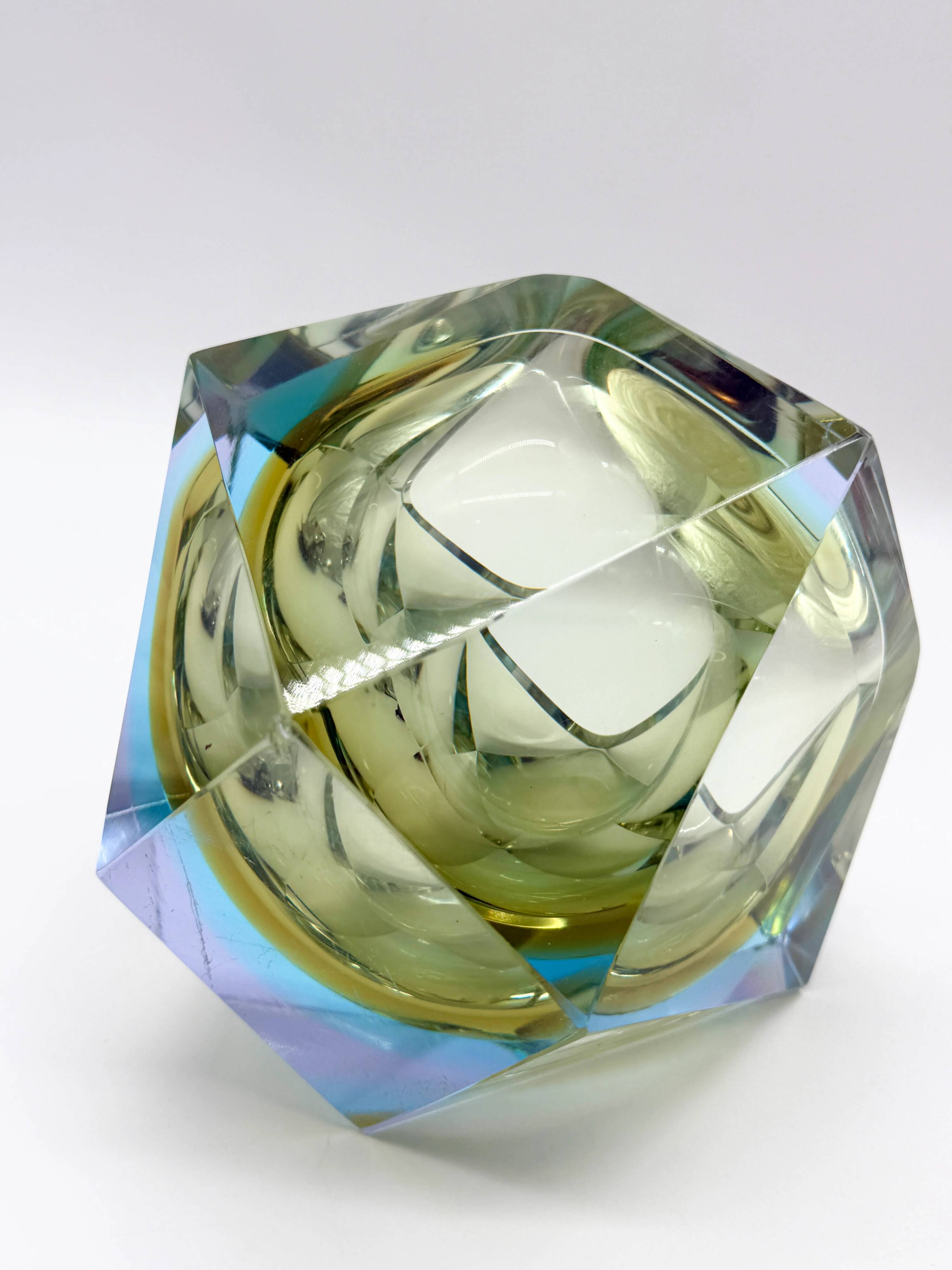 Large "Sommerso" ashtray in Murano glass, 1970s