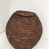 Round straw basket 50s-60s