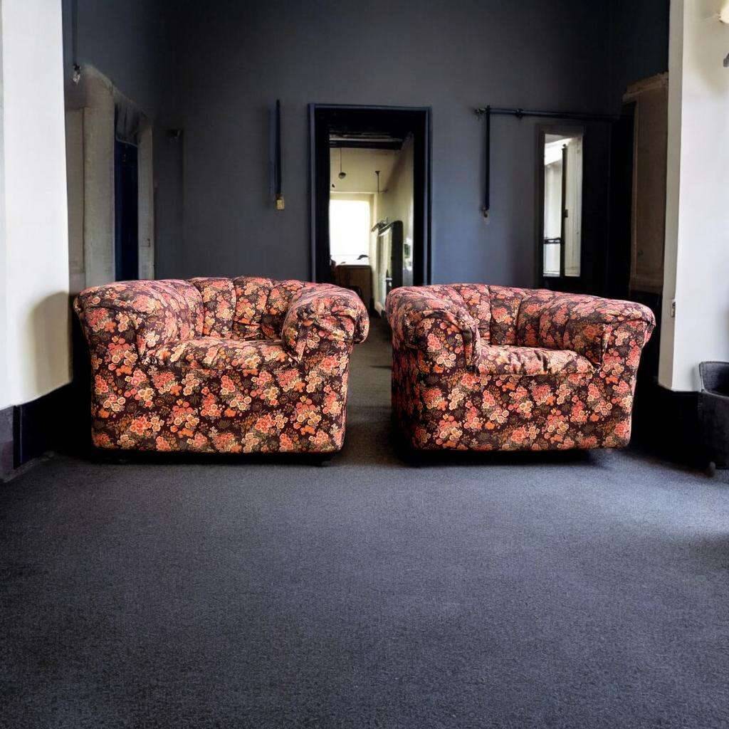 Ensemble de 2 banquettes/fauteuils/sièges fleuris vintage