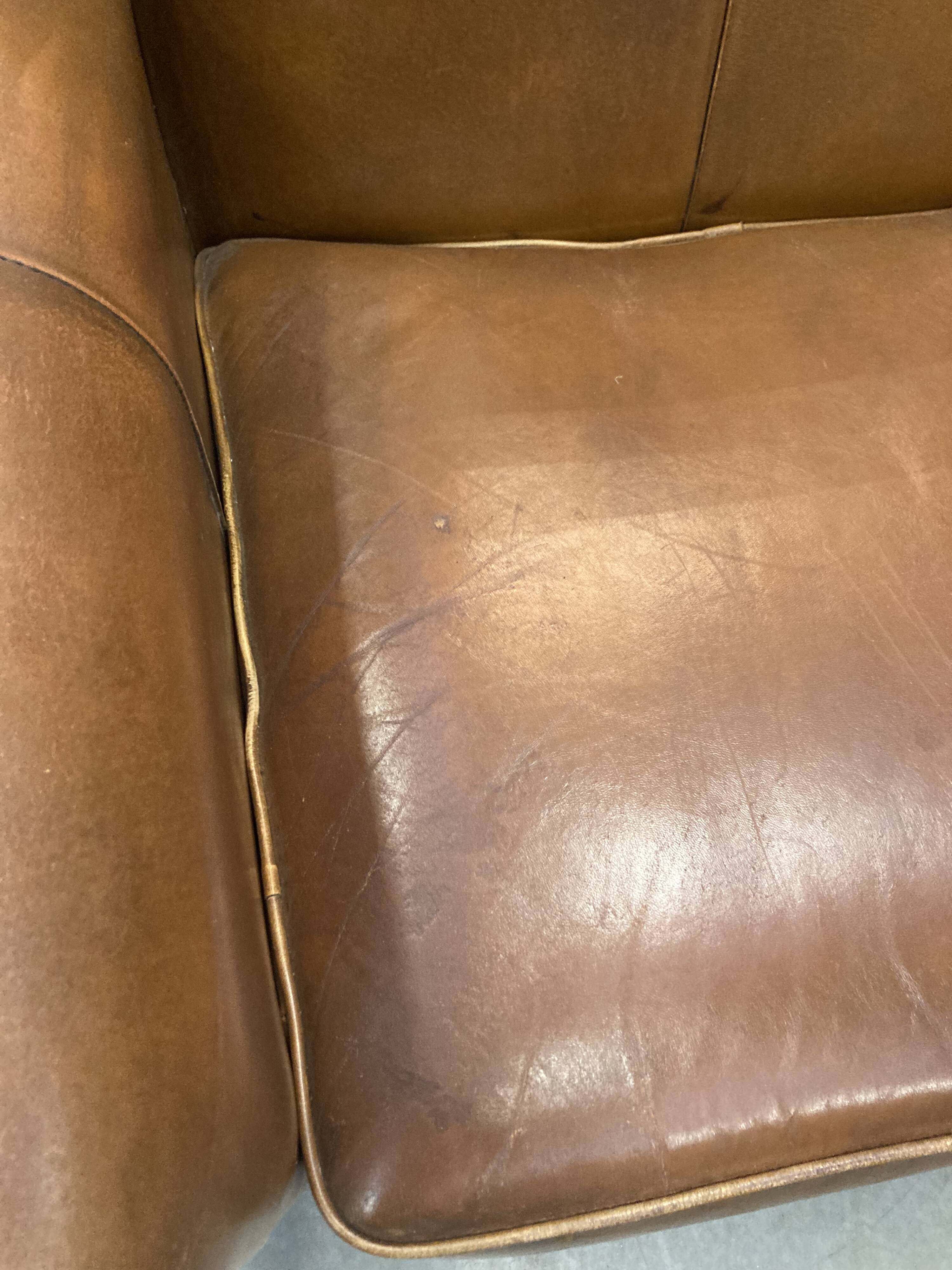 Old leather club sofa