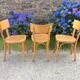 Trio de chaises cannées de style Bauman en hêtre non estampillées.