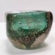 Green Gold Flecked Sommerso Glass Bonbonnière / Trinket Bowl by Venini, Ita