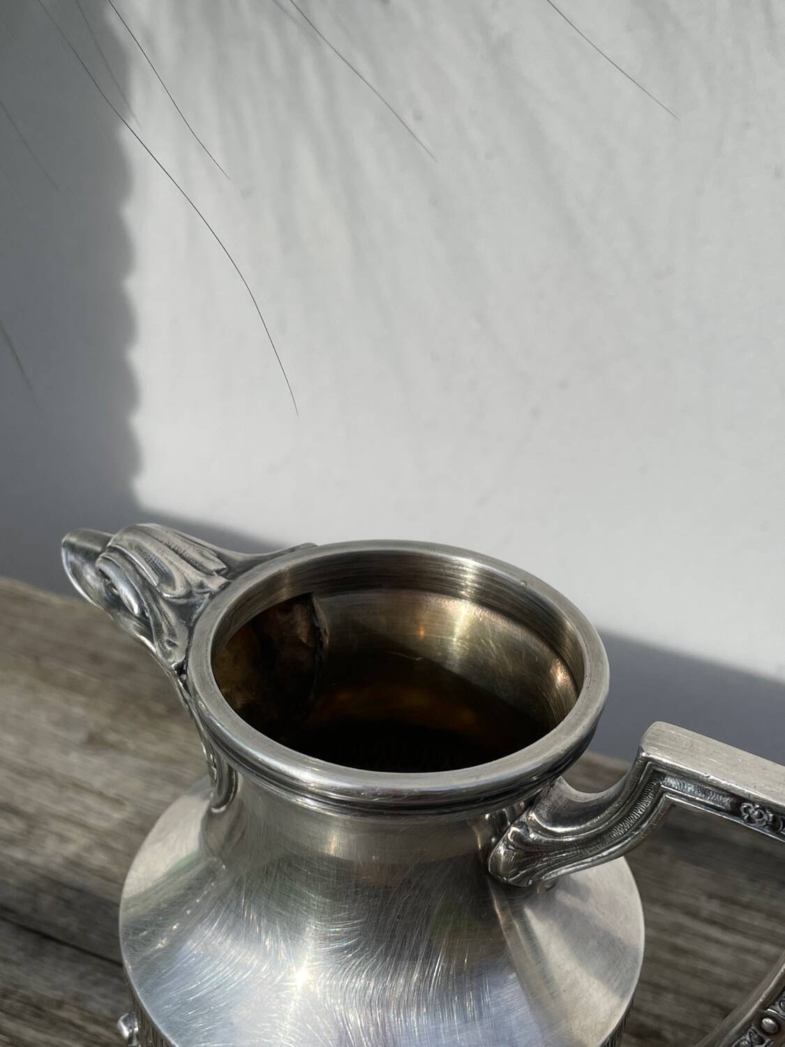 English silver-plated milk jug or vase
